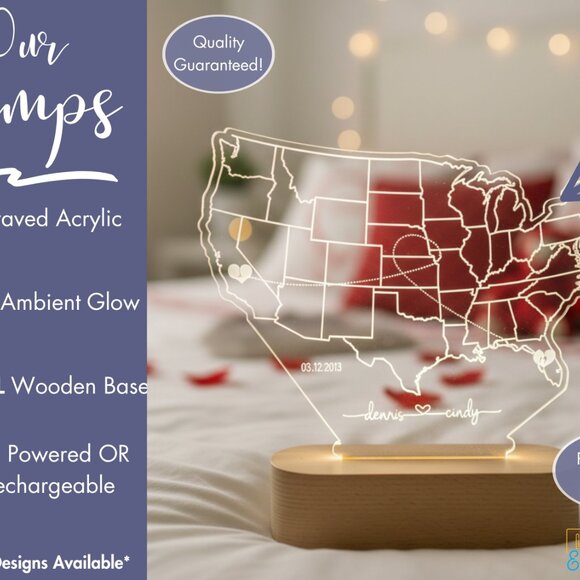 Custom LED Map Light • Personalized Valentine’s Gift • Long Distance Gift - Picture 3 of 8